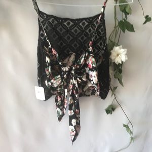 Free People Lace and Floral cropped top.